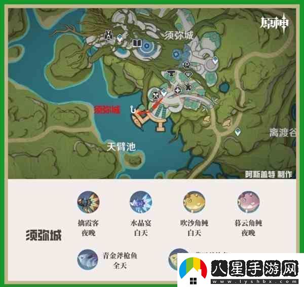 原神在須彌地區的位置和魚(yú)類(lèi)的分布