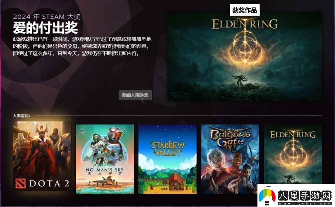 2024年Steam大獎獲獎名單黑神話(huà)