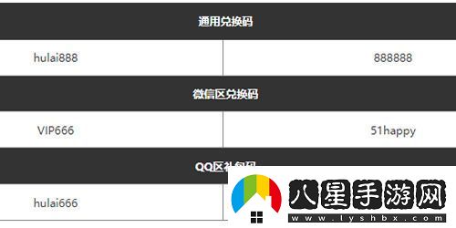 胡萊三國禮包兌換碼